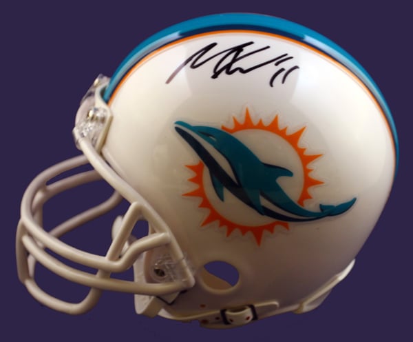 Miami Dolphins Mike Wallace Signed Mini Helmet