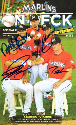 Miami Marlins 2013 Starting Pitchers Signed Game Program - Jose Fernandez 4 Autographs