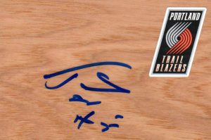 Portland Trail Blazers Travis Outlaw Signed Floorboard