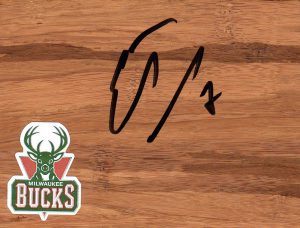 Milwaukee Bucks Ersan Ilyasova Signed FloorBoard