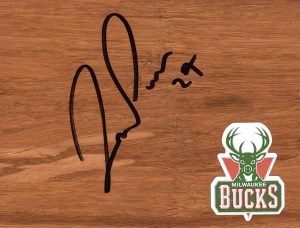 Milwaukee Bucks Zaza Pachulia Signed FloorBoard