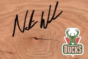 Milwaukee Bucks Nate Wolters Signed FloorBoard