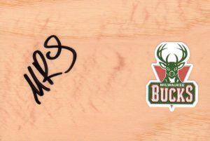 Milwaukee Bucks Miroslav Raduljica Signed FloorBoard