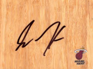 Miami Heat Justin Hamilton Signed FloorBoard
