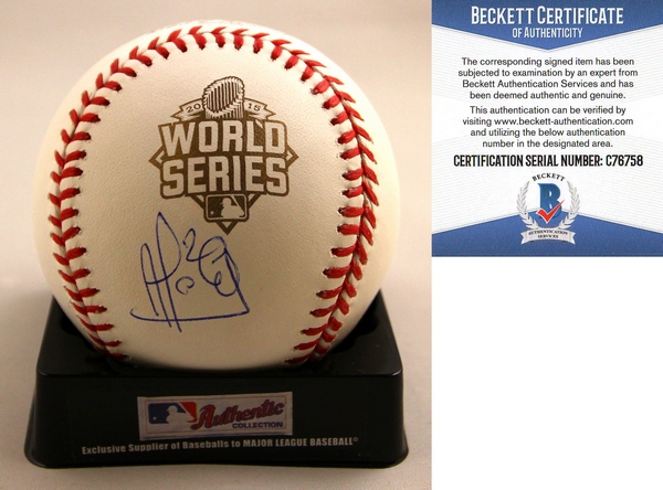 Kansas City Royals Alcides Escobar Signed World Series Baseball Beckett BAS