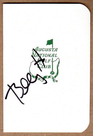 Golfer Billy Horschel Signed Masters Scorecard