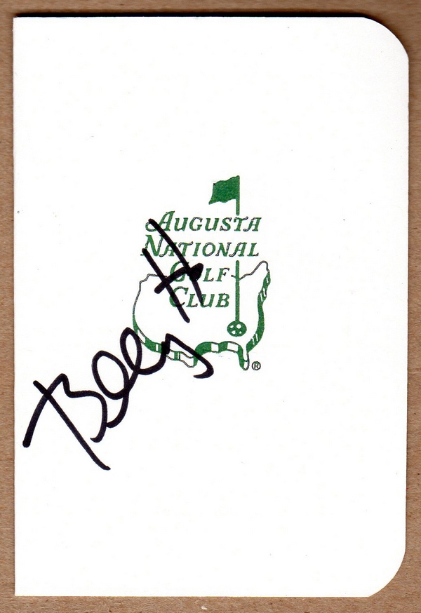 Golfer Billy Horschel Signed Masters Scorecard
