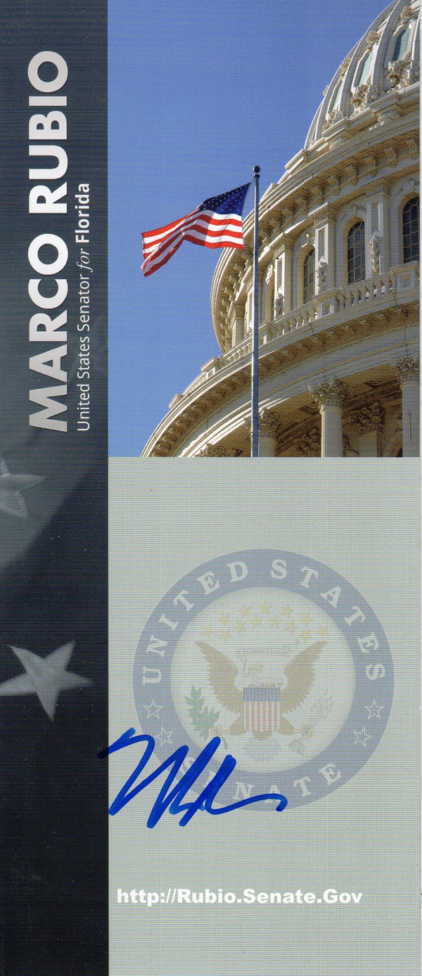 U.S. Senator Marco Rubio Autographed Pamphlet
