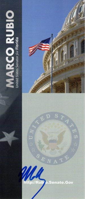 Senator Marco Rubio Signed Senate Pamphlet