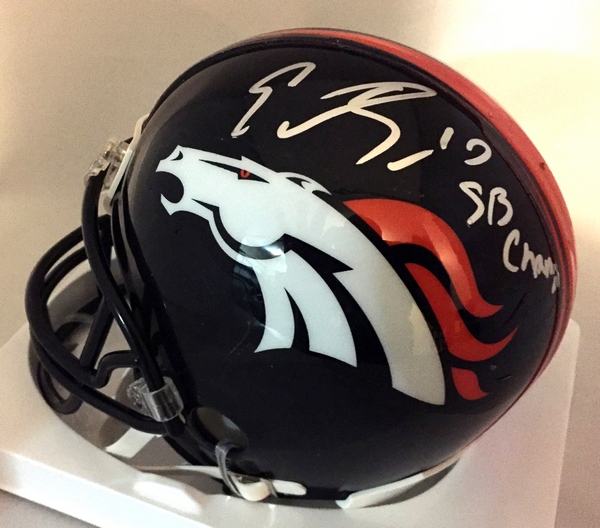 Denver Broncos Emmanuel Sanders Signed Mini Helmet Super Bowl 50 Champs