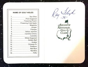 Masters Champion Raymond Floyd Signed and Dated Masters Scorecard