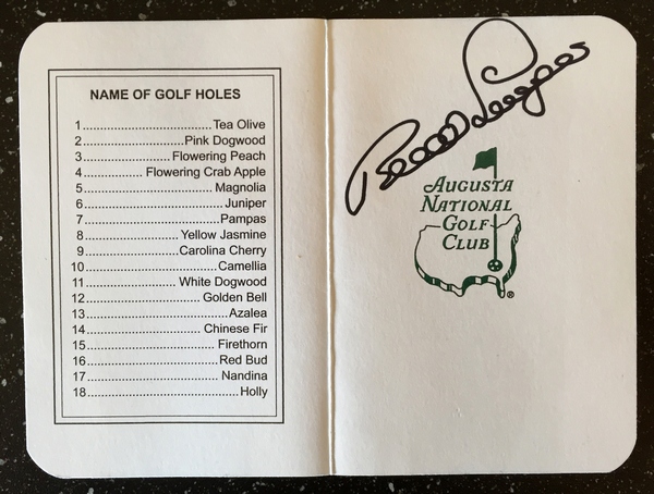 Bernhard Langer Signed Masters Scorecard