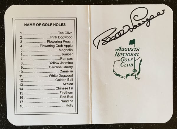 Bernhard Langer Signed Masters Scorecard 1