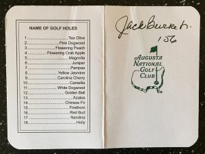 Jack Burke Signed Masters Scorecard 1