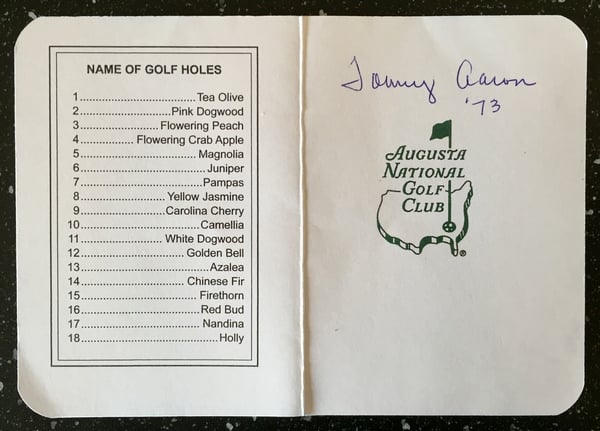 Tommy Aaron Signed Masters Scorecard 1