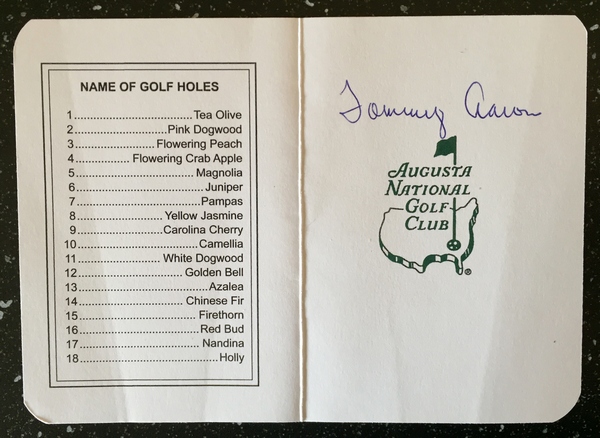 Tommy Aaron Signed Masters Scorecard 4