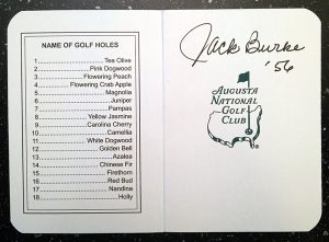 Jack Burke Signed Masters Scorecard 3