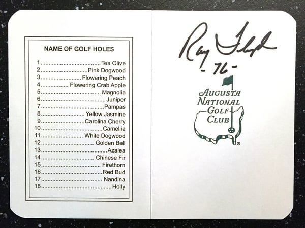 Masters Champion Raymond Floyd Signed Masters Scorecard 2