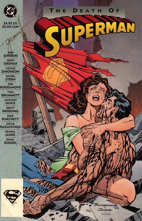 Tom Grummett and Doug Hazelwood Signed The Death Of Superman Comic Book Novel