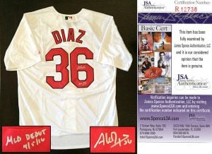 St. Louis Cardinals Aledmys Diaz Signed Jersey MLB Debut 4/5/16 JSA Authenticated