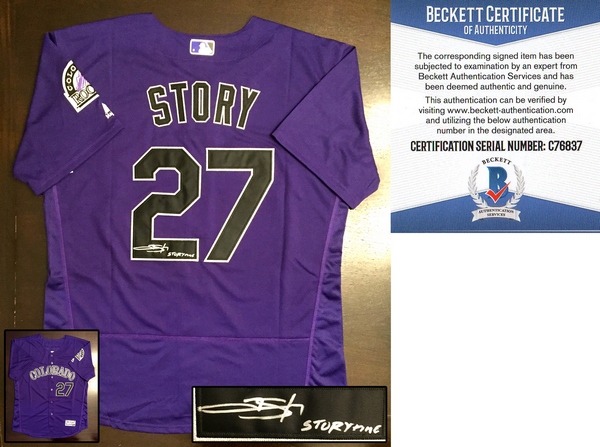 Colorado Rockies Trevor Story Signed Jersey Beckett BAS