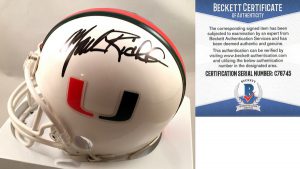 Miami Hurricanes Mark Richt Signed Mini Helmet Beckett BAS