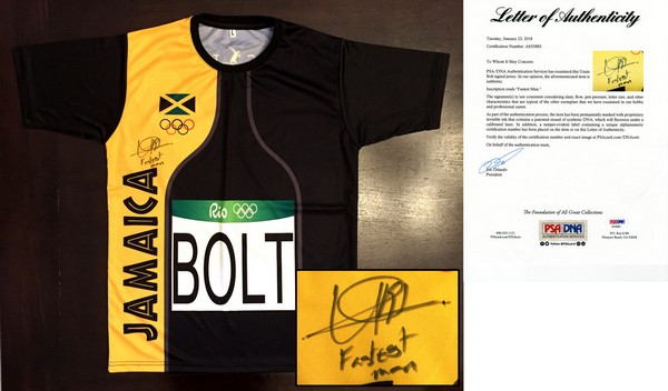 Usain Bolt Signed Jersey 2016 Rio Olympics Fastest Man Alive PSA/DNA
