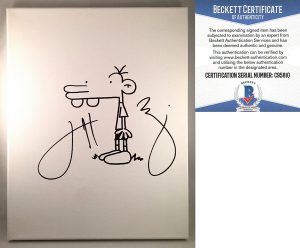 Jeff Kinney Signed 11x14 Canvas Sketch Wimpy Kid Beckett BAS