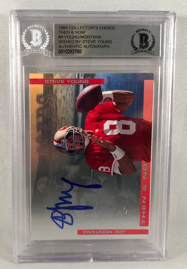 Steve Young Signed 1994 Collectors Choice Card #4 Beckett BAS