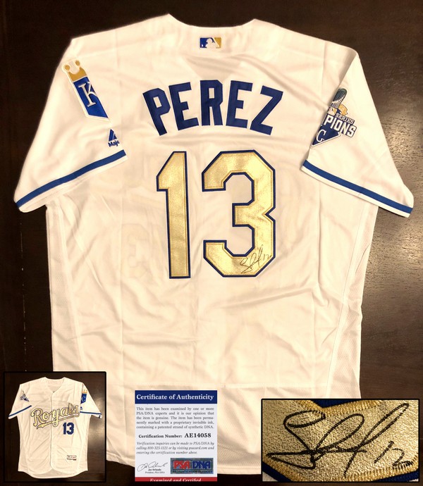 Salvador Perez Signed Jersey 2015 World Series Champs Kansas City Royals PSA/DNA
