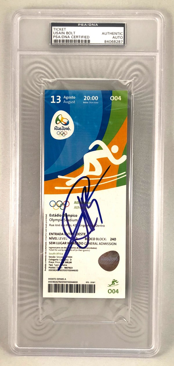 Usain Bolt Signed 2016 Rio Olympics Authentic Ticket PSA/DNA