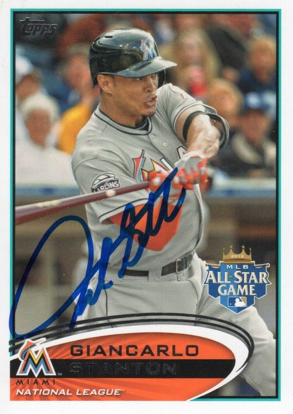 Miami Marlins Giancarlo Stanton Signed 2012 Topps All Star Trading Card #US129 PSA/DNA