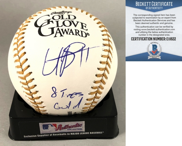 Usain Bolt Signed Authentic Gold Glove Baseball 2016 Rio Gold Beckett