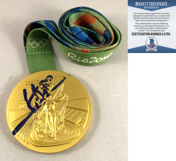 Usain Bolt Signed 2016 Olympics Rio Gold Medal 6 Beckett