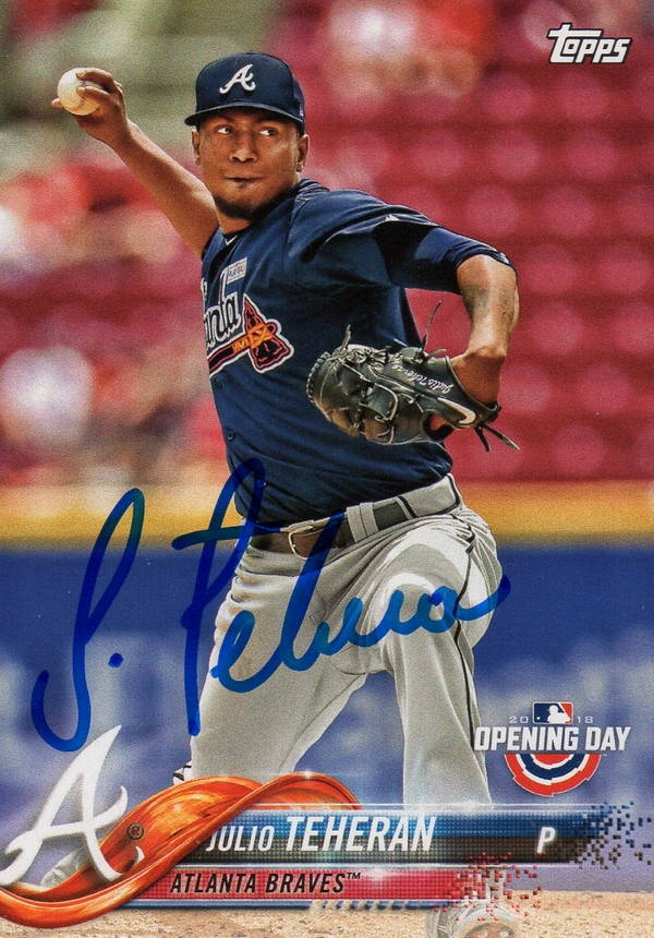 Atlanta Braves Julio Teheran Signed Trading Card 2018 Topps Opening Day #144