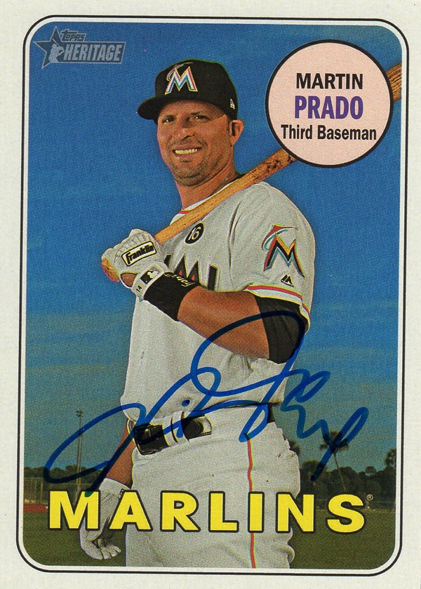 Miami Marlins Martin Prado Signed Trading Card 2018 Topps Heritage #137