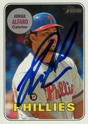 Philadelphia Phillies Jorge Alfaro Signed Trading Card 2018 Topps Heritage #352