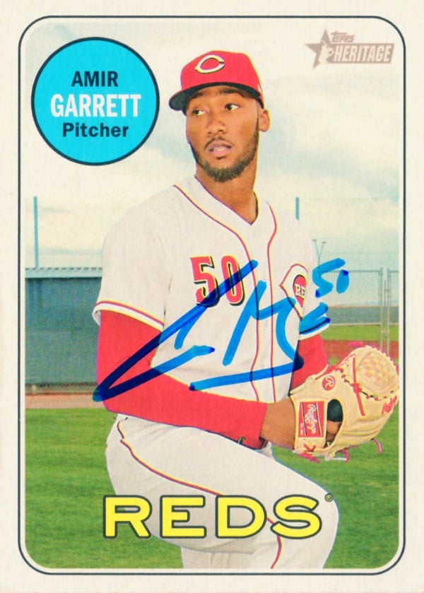 Cincinnati Reds Amir Garrett Signed Trading Card 2018 Topps Heritage #390