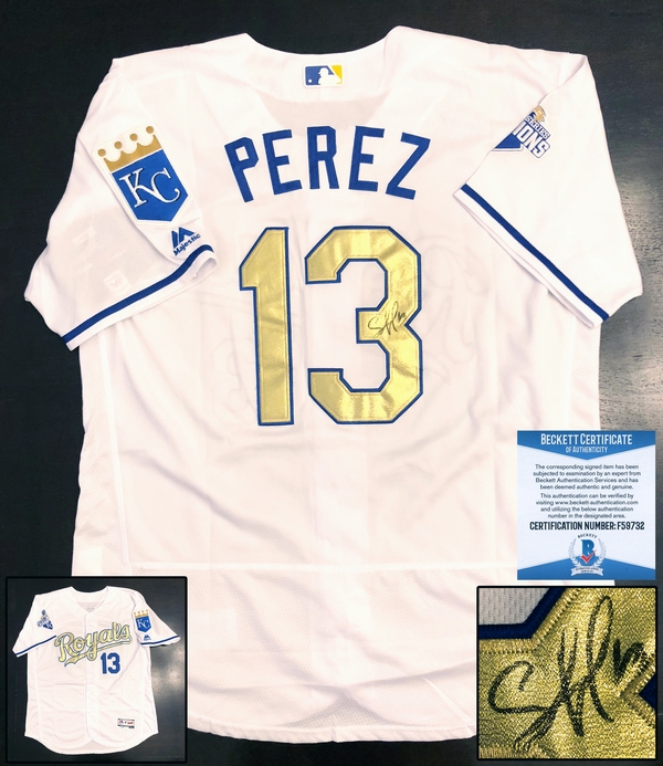 Salvador Perez Signed 2015 World Series Jersey Beckett BAS