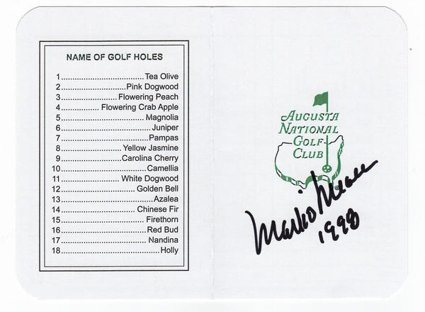 Golf Mark OMeara Signed Masters Scorecard
