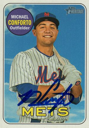 New York Mets Michael Conforto Signed Trading Card 2018 Topps Heritage #364