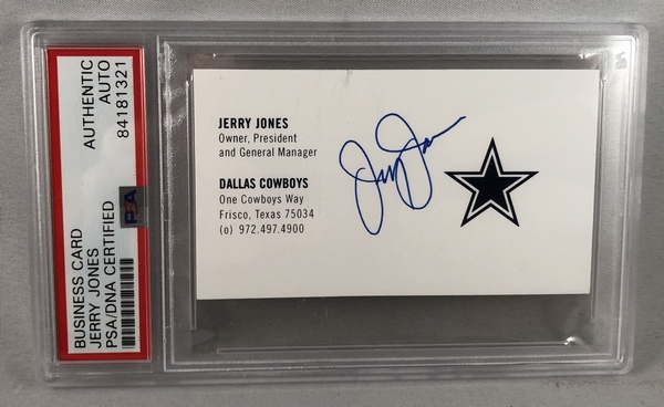 Dallas Cowboys Jerry Jones Signed Business Card PSA/DNA