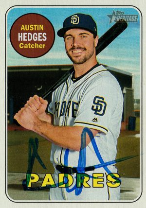 San Diego Padres Austin Hedges Signed Trading Card 2018 Topps Heritage #374