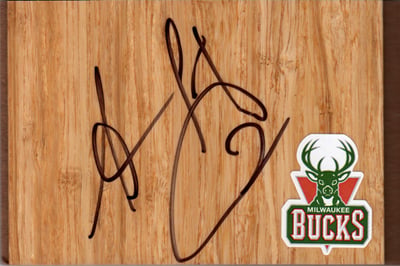 Milwaukee Bucks Samuel Dalembert Signed FloorBoard