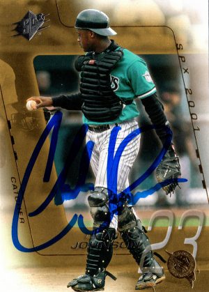 Florida Marlins Charles Johnson Signed Trading Card 2001 Upper Deck SPX #70