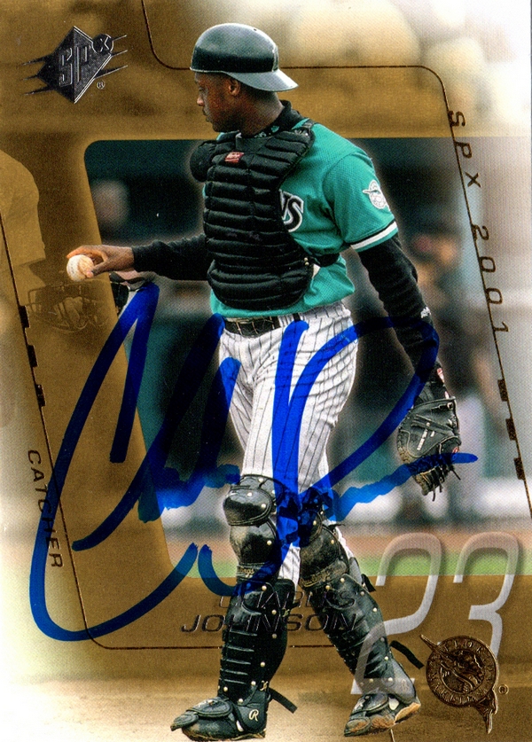 Florida Marlins Charles Johnson Signed Trading Card 2001 Upper Deck SPX #70