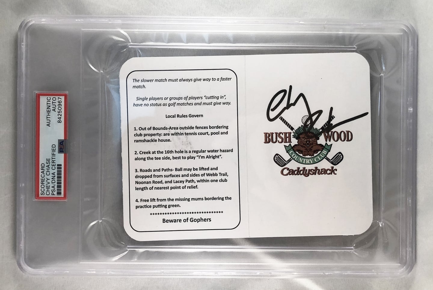 Chevy Chase Signed Masters ScoreCard 5 Caddyshack PSA/DNA