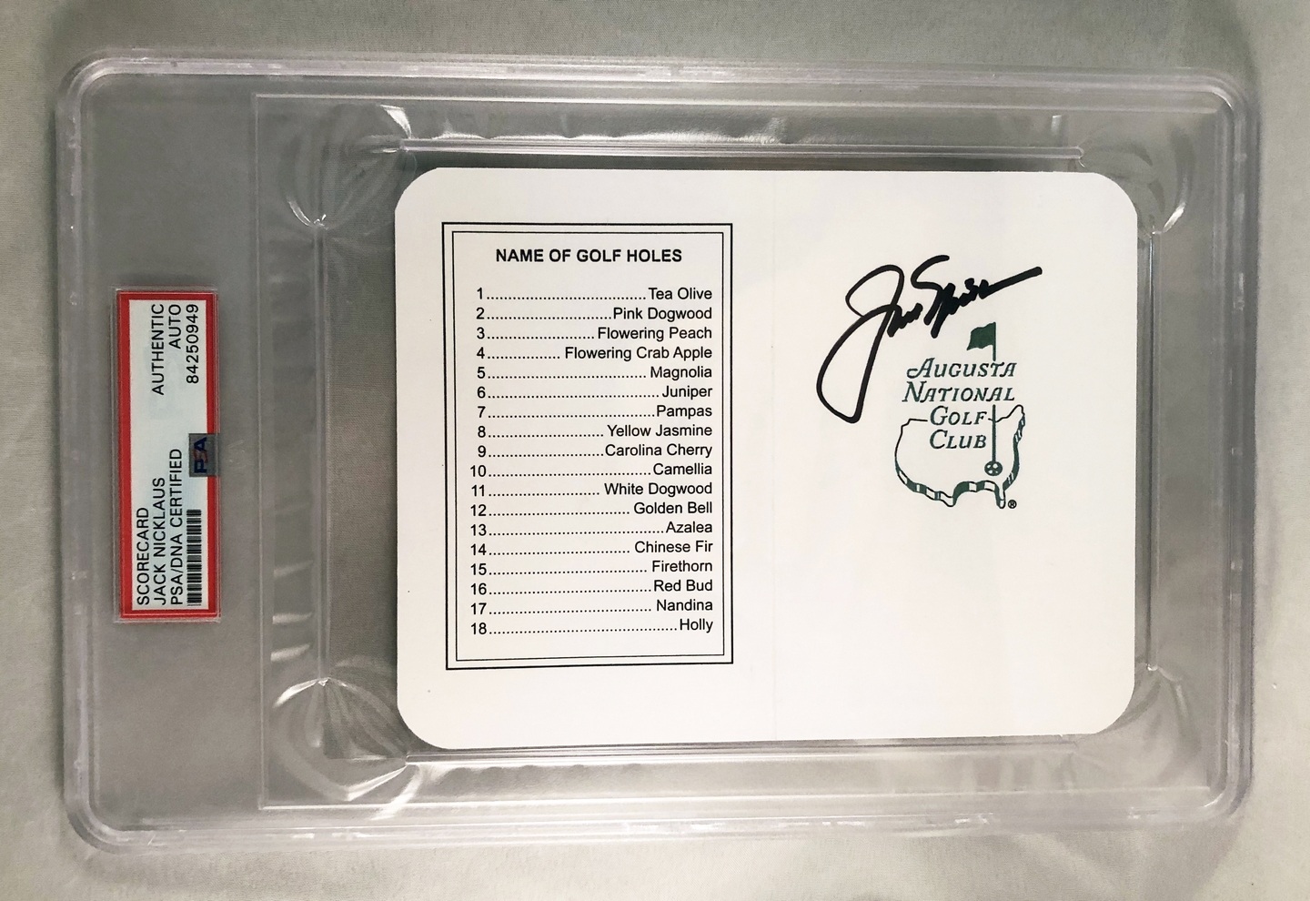 Jack Nicklaus Signed Masters ScoreCard 6 PSA/DNA
