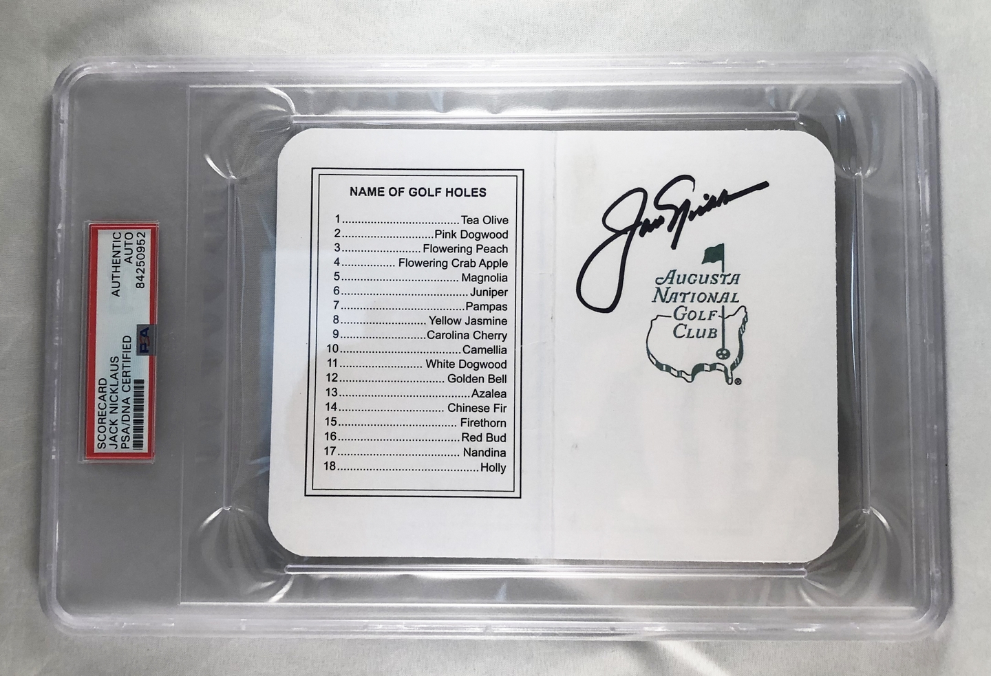 Jack Nicklaus Signed Masters ScoreCard 8 PSA/DNA