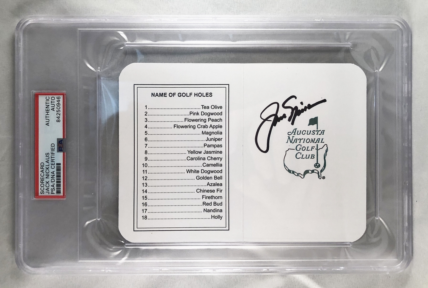 Jack Nicklaus Signed Masters ScoreCard 10 PSA/DNA